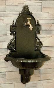 VERONA nástenné umývadlo + kohút 1/2" hammer bronz 66 / 39 / 24 cm - Umývadlo záhradné liatina veľké+výtok - zelené | T - TAKÁCS veľkoobchod