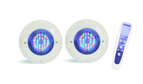 ASTRALPOOL sada 2 ks LED svetiel PAR56 RGB + dialkové ovládanie bez inštalačnej krabice - ASTRALPOOL LED žiarovka LumiPlus 1.11 teplá biela PAR56 , 14,5 W , 1485 lm | T - TAKÁCS veľkoobchod