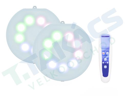ASTRALPOOL sada 2 ks LED žiaroviek LumiPlus Flexi V1 RGB Wireless + dialkový ovládač , 22 W , 1100 lm - ASTRALPOOL rámik LumiPlus FlexiNiche , sivá | T - TAKÁCS veľkoobchod