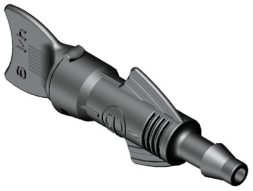 Delta Drip Adjustable 0-6 lph Drip Emitter 4,5mm Barb - Aquila Jet Spike 310 mm 360° Black Cap/Red Base (dostrek 4m), 10/150 ks - box | T - TAKÁCS veľkoobchod